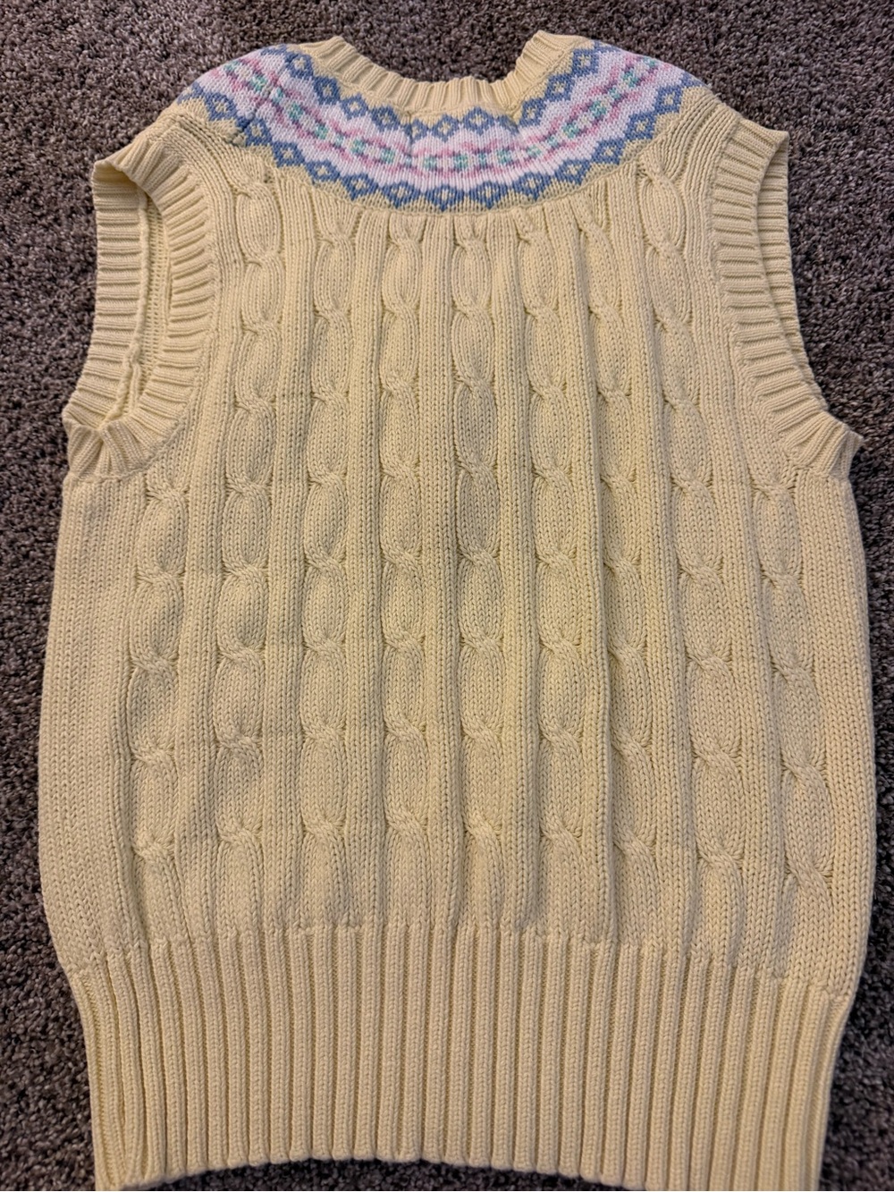 Ralph Lauren Pastel Yellow Cable-Knit V-Neck Sweater Vest vintage - Picture 3 of 3